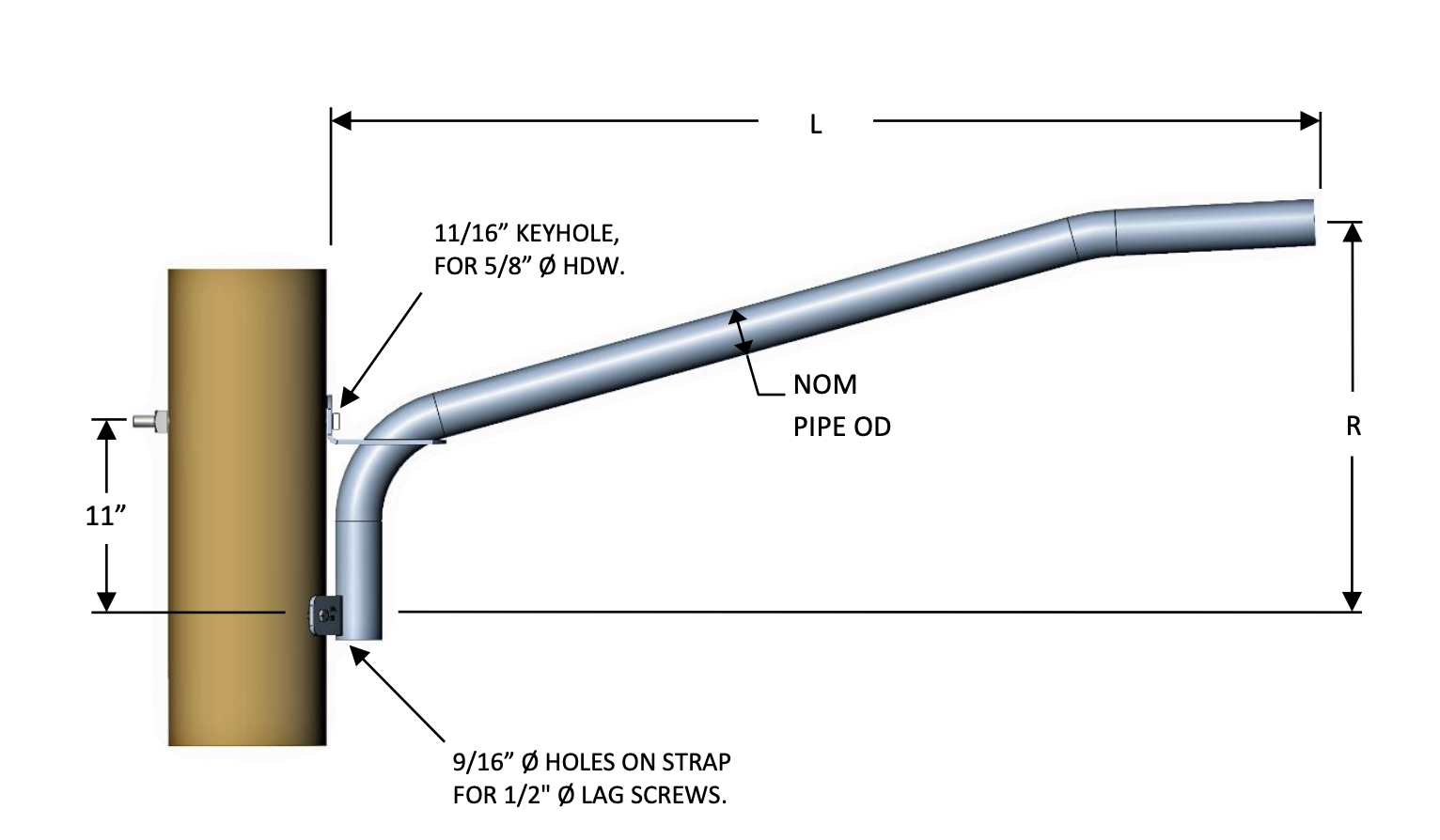 WP-125-2-A Cantilever Lighting Bracket
