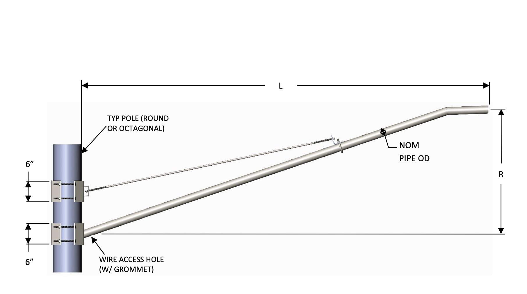 CODG-2-10-A Clamp-On Double Guy Rod Mast Arm