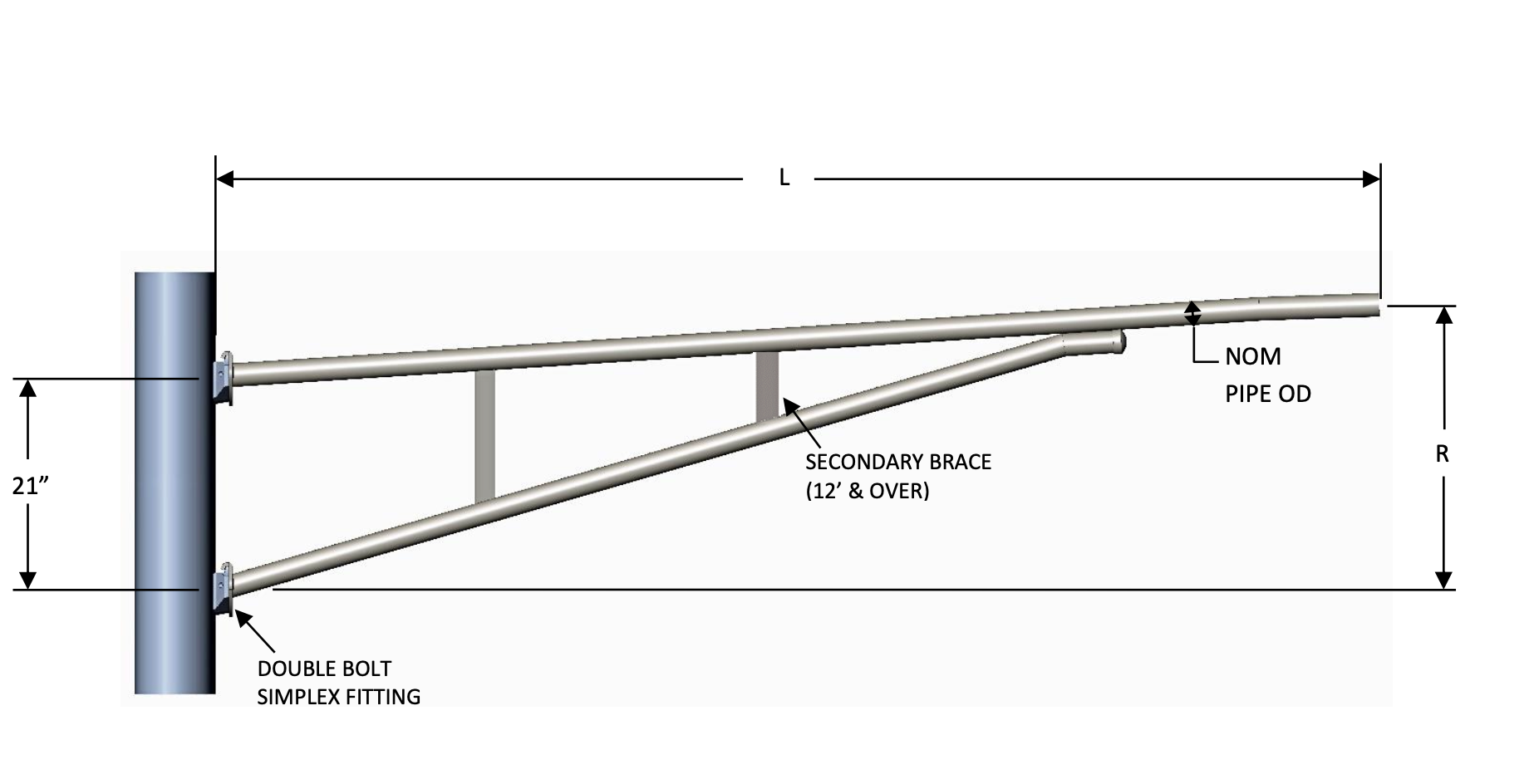 2BST-2-10-S Double Bolt Simplex – Truss Mast Arm