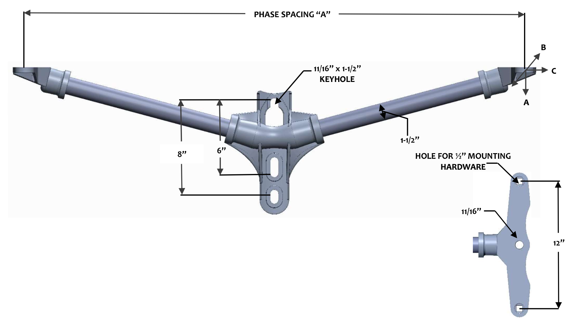 FLH2-1-36-C2 Double Phase 15° Cutout & Arrestor Bracket