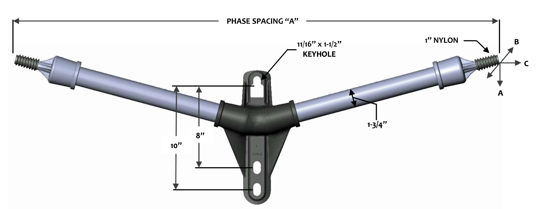 FLH2-2-36-S1 Double Phase 15° Straight Conductor Support Bracket