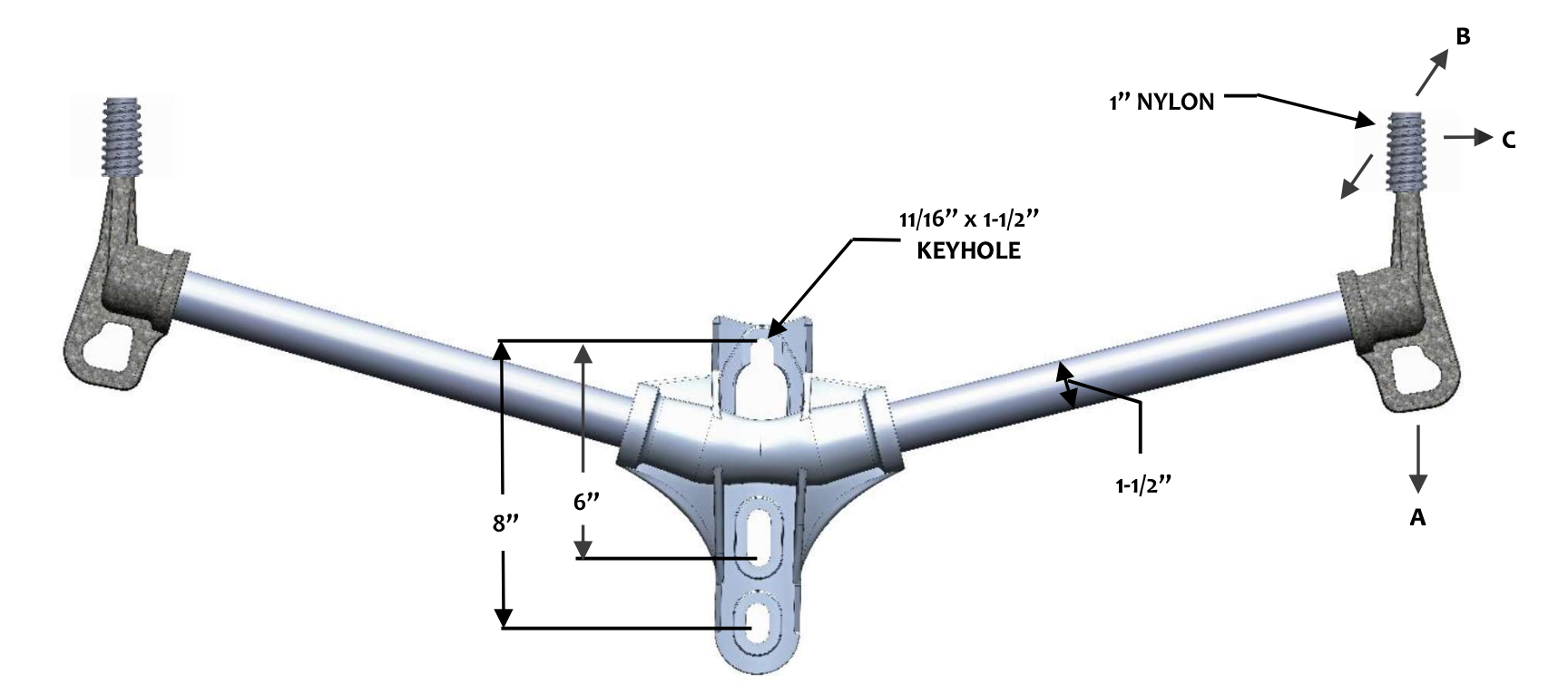 FLH2-1-36-V1 Double Phase 15° Vertical Conductor Support Bracket