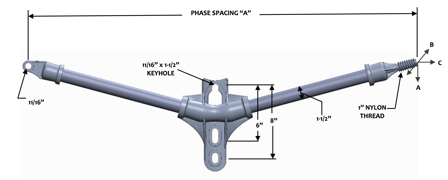 FLH2-1-36ES1 Double Phase 15° Straight Pin / Suspension Bracket