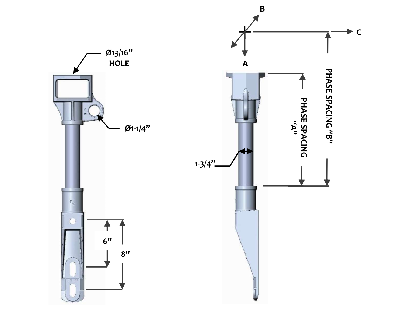 FLHRP-2-10-HI Ridge Pin Horizontal Insulator Bracket