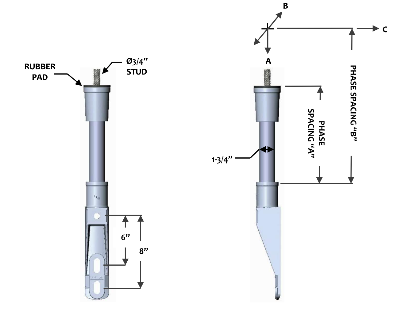 FLHRP-2-10-PI Ridge Pin Post Insulator Bracket