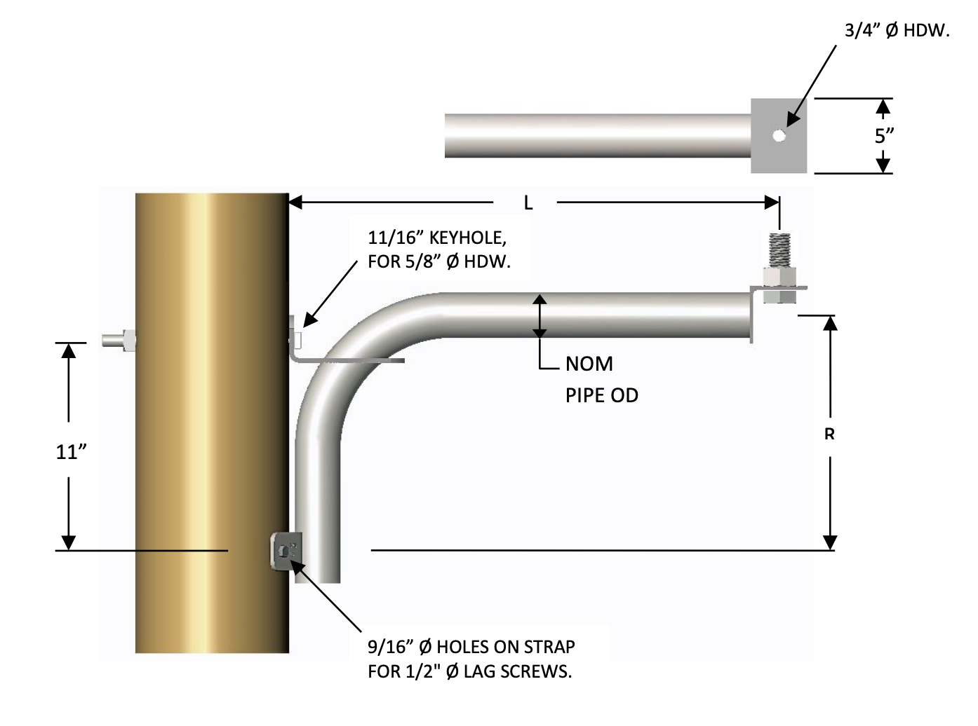 WPF-125-1.33-A Single Floodlight Arm