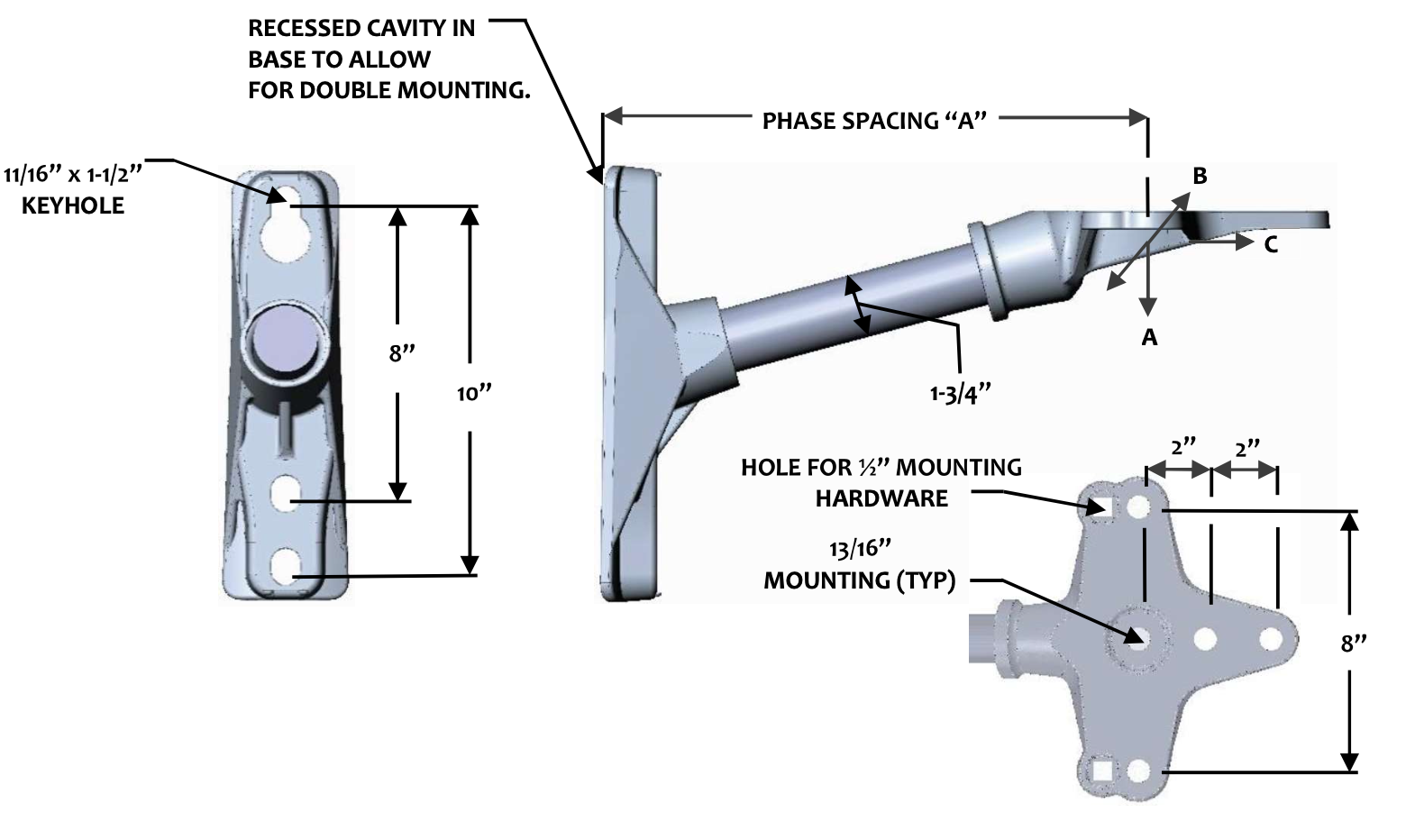 FLHR-2-18-C3 Single Phase 15° Cutout & Arrestor Bracket