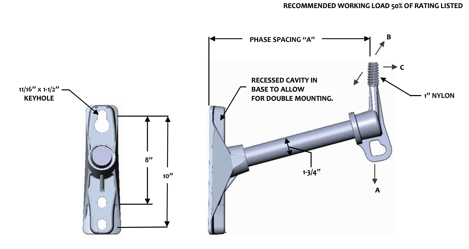 FLHR-2-12-V1 Single Phase 15° Vertical Conductor Support Bracket